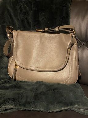 Tom Ford large gray Jennifer leather bag